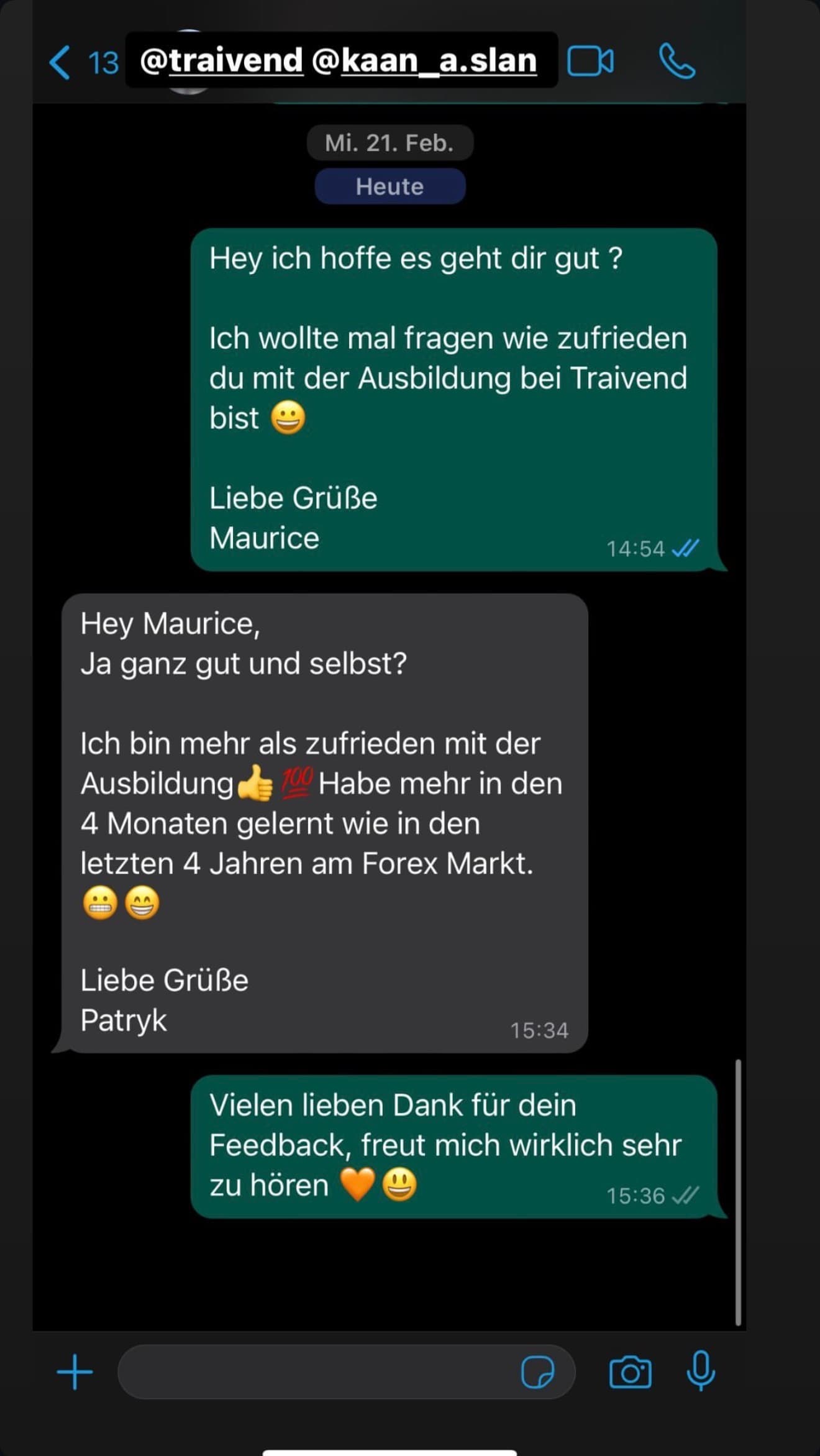 Feedback aus der Traivend Community