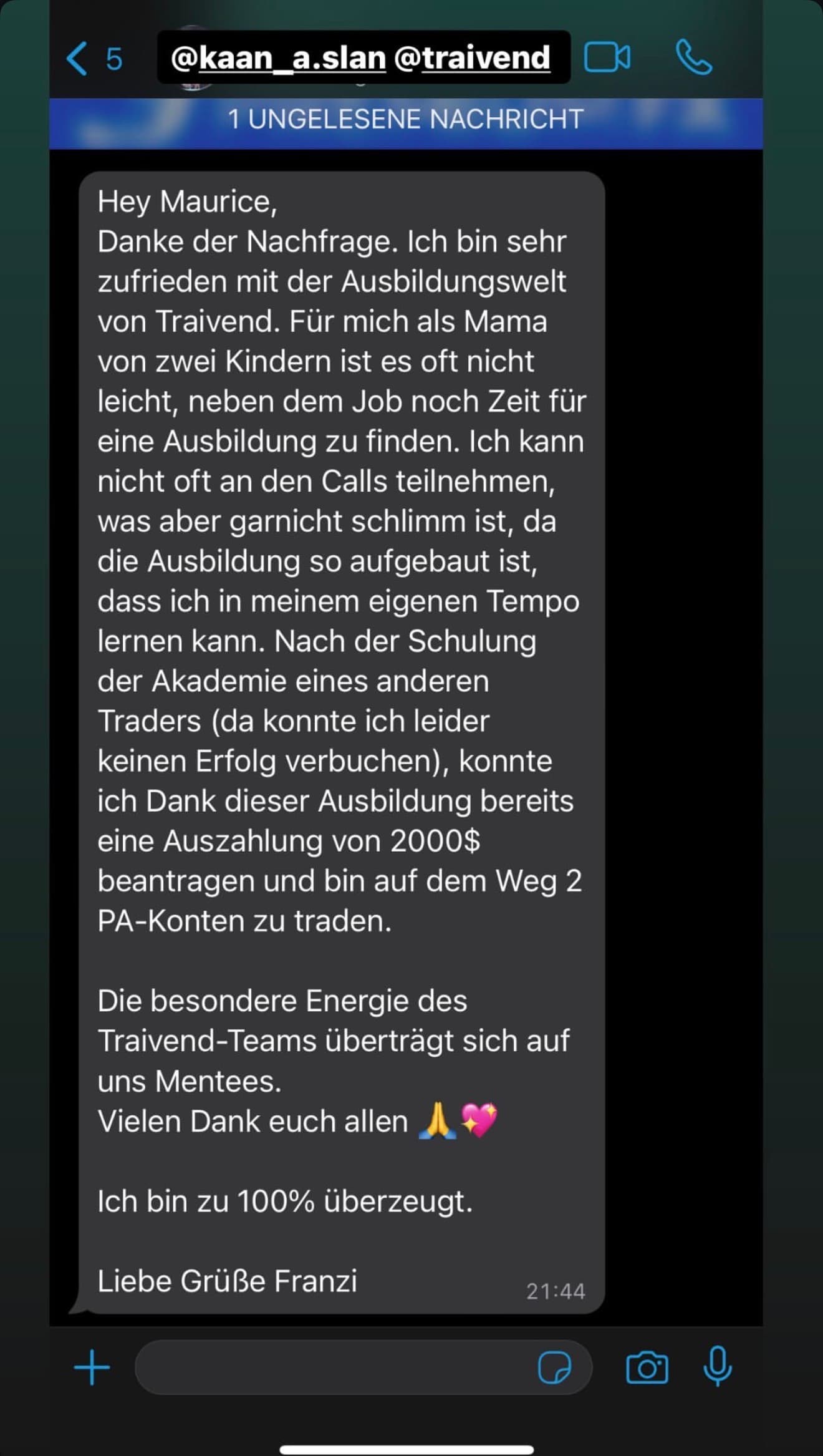 Feedback aus der Traivend Community